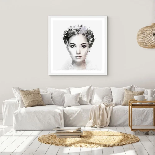 Plakát v bílém rámu - Velmi stylový portrét - 50x50 cm