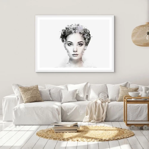 Plakát v bílém rámu - Velmi stylový portrét - 70x50 cm