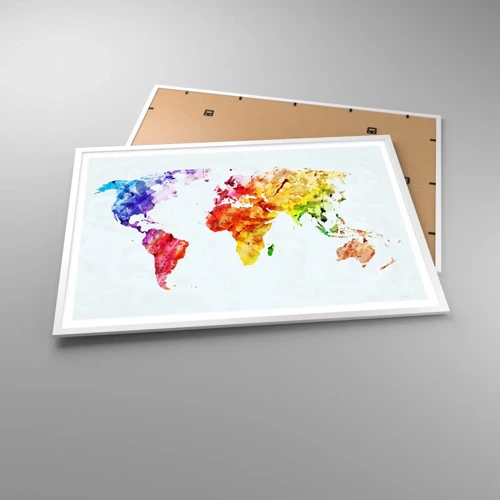 Plakát v bílém rámu - Všechny barvy světa - 100x70 cm