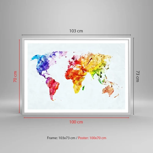 Plakát v bílém rámu - Všechny barvy světa - 100x70 cm