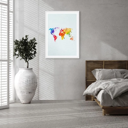 Plakát v bílém rámu - Všechny barvy světa - 30x40 cm