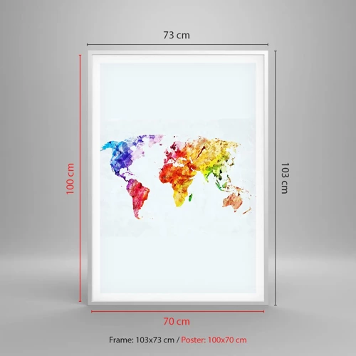 Plakát v bílém rámu - Všechny barvy světa - 70x100 cm
