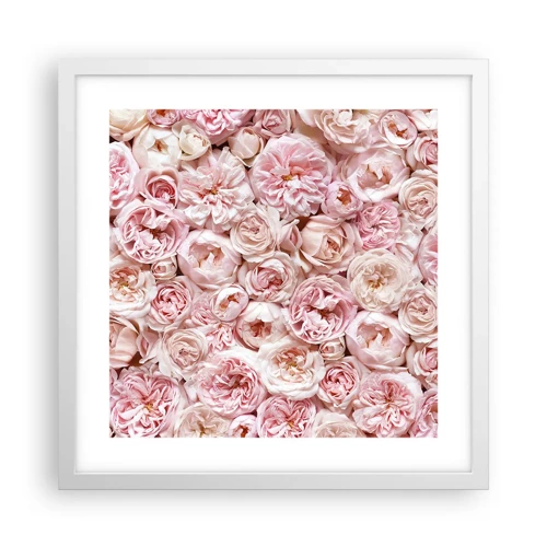 Plakát v bílém rámu - Vydlážděná růžemi - 40x40 cm