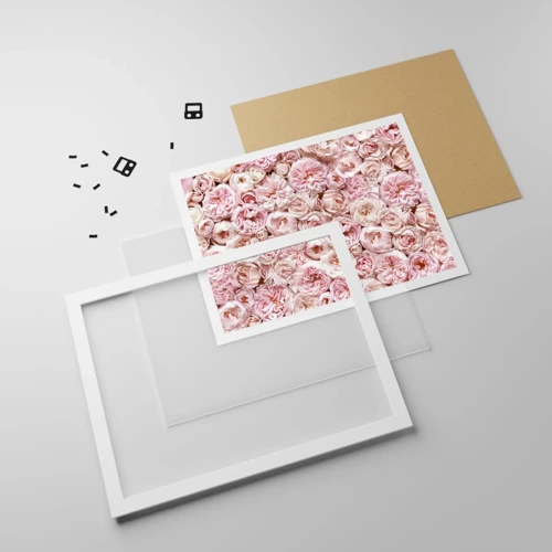 Plakát v bílém rámu - Vydlážděná růžemi - 91x61 cm
