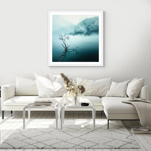 Plakát v bílém rámu - Z vody a mlhy - 60x60 cm