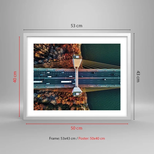 Plakát v bílém rámu - Za vodami, za lesy - 50x40 cm