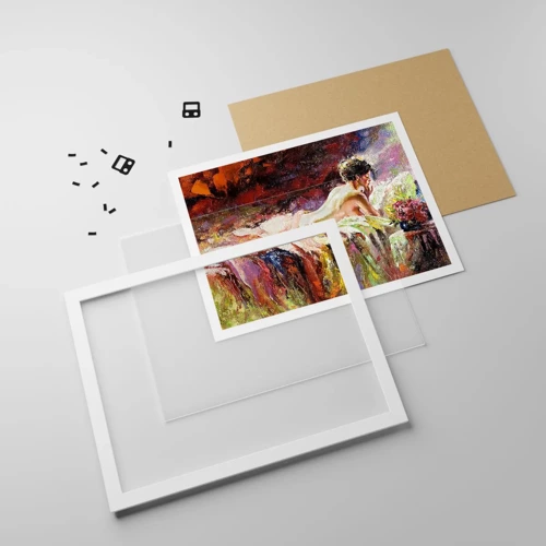 Plakát v bílém rámu - Zamyšlená Venuše - 100x70 cm