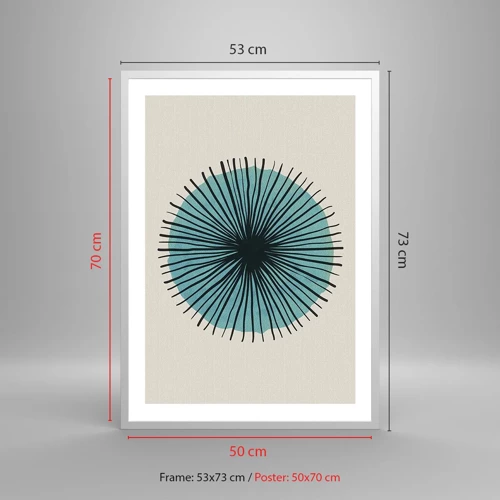 Plakát v bílém rámu - Zářící modrá - 50x70 cm