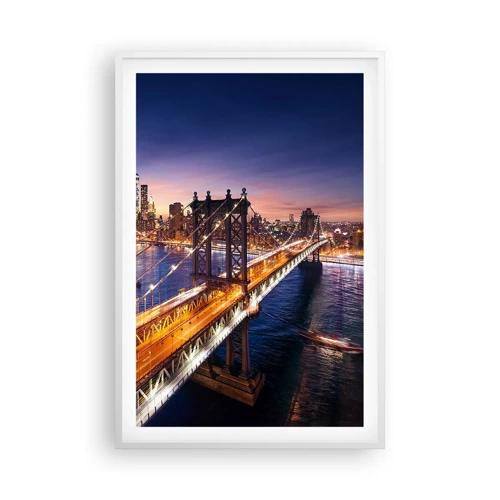 Plakát v bílém rámu - Zářící most do srdce města - 61x91 cm