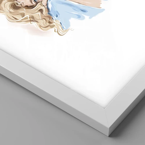 Plakát v bílém rámu - Zasněná v modré - 70x100 cm