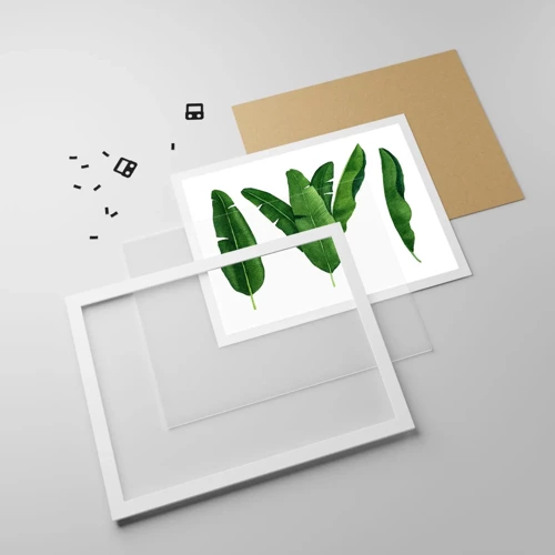 Plakát v bílém rámu - Zelená symetrie - 100x70 cm