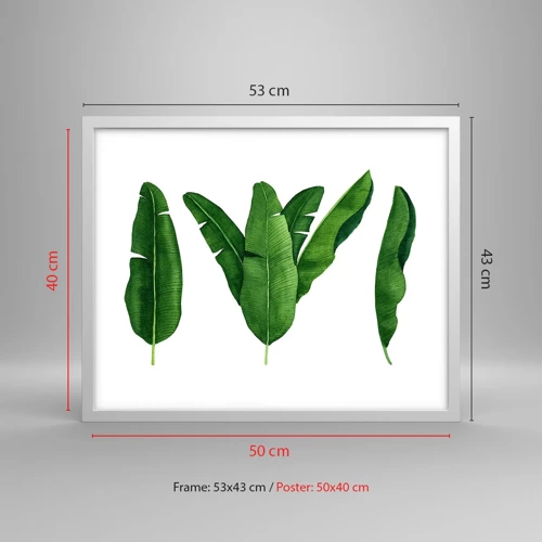 Plakát v bílém rámu - Zelená symetrie - 50x40 cm