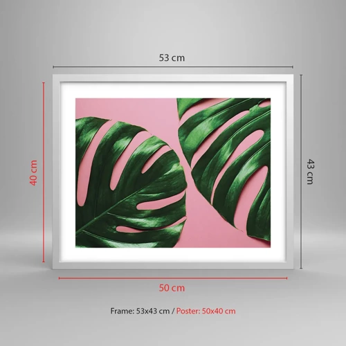 Plakát v bílém rámu - Zelené rendez-vous - 50x40 cm