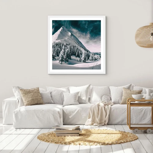 Plakát v bílém rámu - Země sněhu a ledu - 30x30 cm