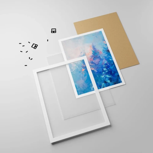 Plakát v bílém rámu - Zimní abstrakce - 40x50 cm