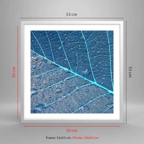Plakát v bílém rámu - Život v modři - 50x50 cm