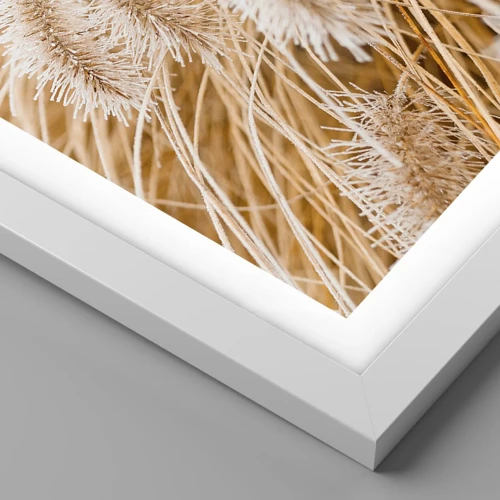 Plakát v bílém rámu - Zlaté šustění travin - 40x50 cm
