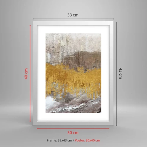 Plakát v bílém rámu - Zlatistý závan - 30x40 cm