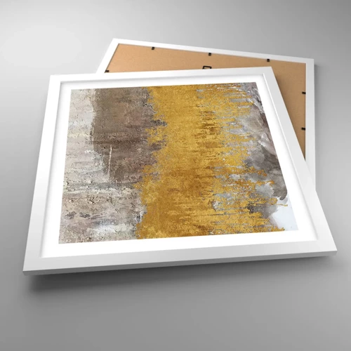 Plakát v bílém rámu - Zlatistý závan - 40x40 cm