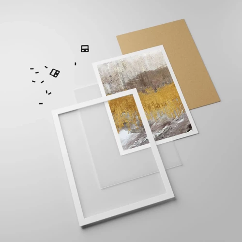 Plakát v bílém rámu - Zlatistý závan - 50x70 cm