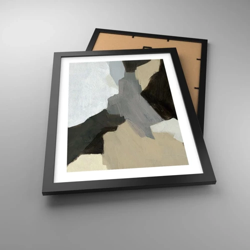 Plakát v černém rámu - Abstrakce: křižovatka šedi - 30x40 cm