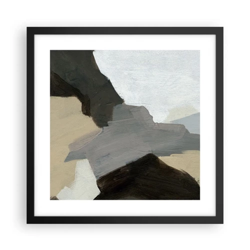 Plakát v černém rámu - Abstrakce: křižovatka šedi - 40x40 cm