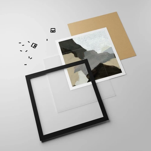 Plakát v černém rámu - Abstrakce: křižovatka šedi - 40x40 cm