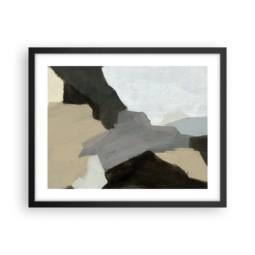 Plakát v černém rámu - Abstrakce: křižovatka šedi - 50x40 cm