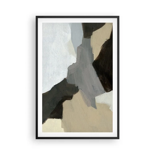Plakát v černém rámu - Abstrakce: křižovatka šedi - 61x91 cm