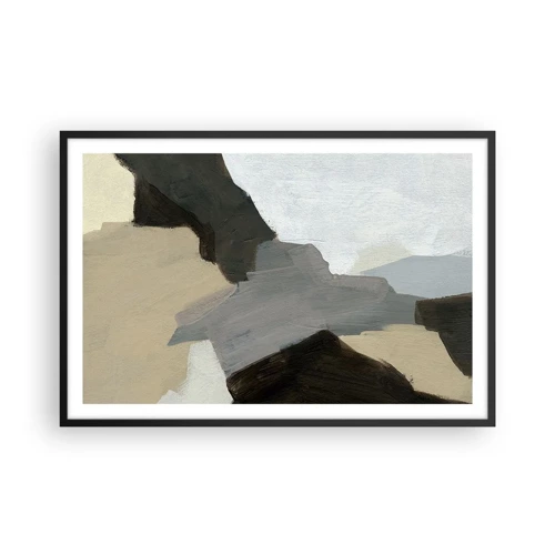 Plakát v černém rámu - Abstrakce: křižovatka šedi - 91x61 cm