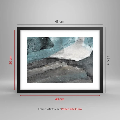 Plakát v černém rámu - Abstrakce: skály a led - 40x30 cm