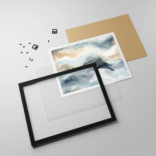 Plakát v černém rámu - Abstrakce sněhu a mlhy - 100x70 cm