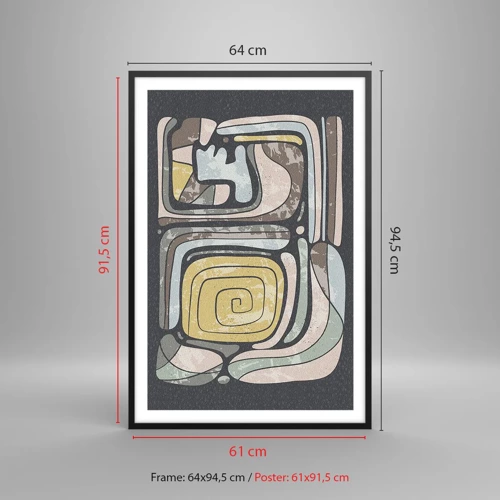 Plakát v černém rámu - Abstrakce v předkolumbovském duchu - 61x91 cm