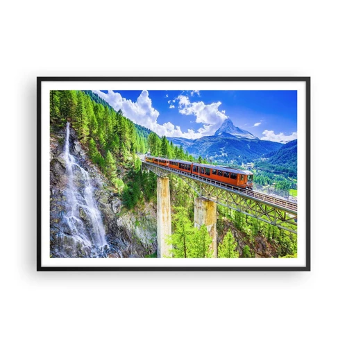 Plakát v černém rámu - Alpská železnice - 100x70 cm