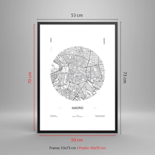 Plakát v černém rámu - Anatomie Madridu - 50x70 cm