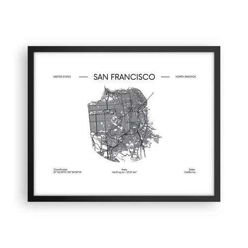 Plakát v černém rámu - Anatomie San Francisca - 50x40 cm