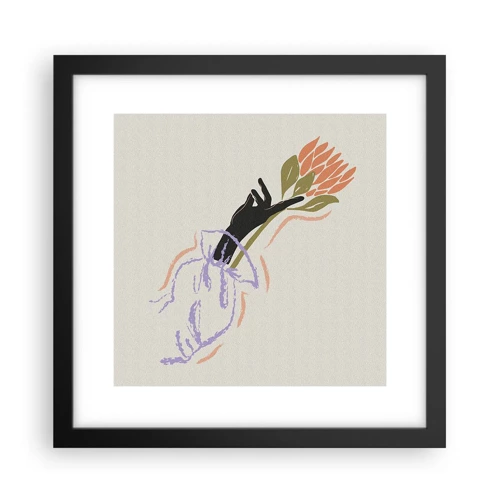 Plakát v černém rámu Arttor 30x30 cm - Sesterský dotek - Ruka, Květ, Minimalismus, Bílá, Černá, Čtvereční, P2BAC30x30-6019