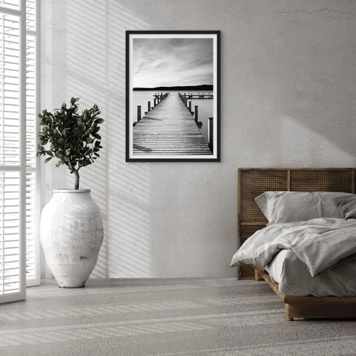 Plakát v černém rámu Arttor 50x70 cm - Most, Klid, Voda, Jezero, Do obývacího pokoje, Do ložnice, Bílá, Černá, Svislé, P2BPA50x70-4865
