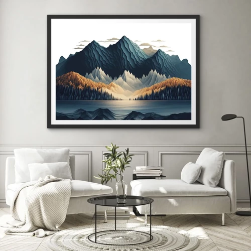 Plakát v černém rámu - Dokonalá horská krajina - 50x40 cm