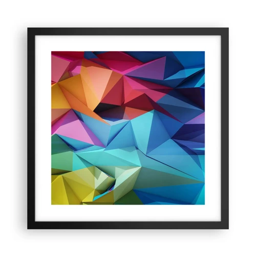 Plakát v černém rámu - Duhové origami - 40x40 cm