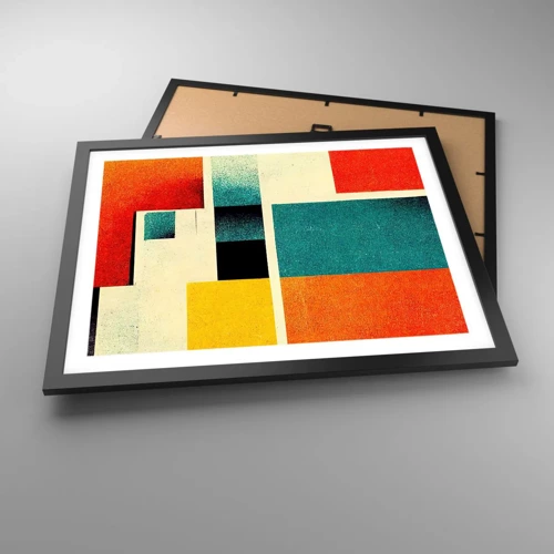 Plakát v černém rámu - Geometrická abstrakce – dobrá energie - 50x40 cm