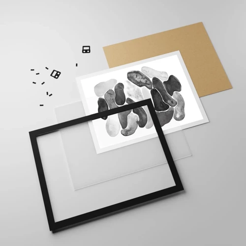 Plakát v černém rámu - Kamenitá abstrakce - 40x30 cm