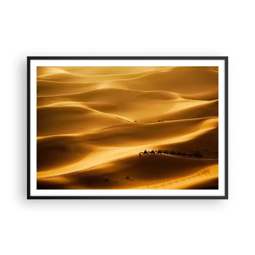 Plakát v černém rámu - Karavana na vlnách pouště - 100x70 cm