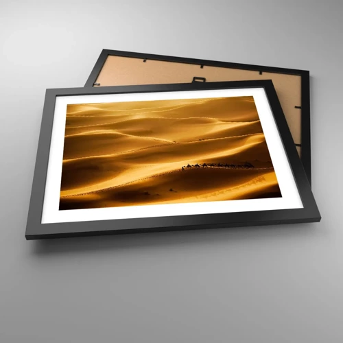Plakát v černém rámu - Karavana na vlnách pouště - 40x30 cm