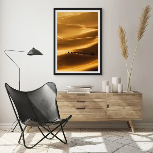 Plakát v černém rámu - Karavana na vlnách pouště - 50x70 cm