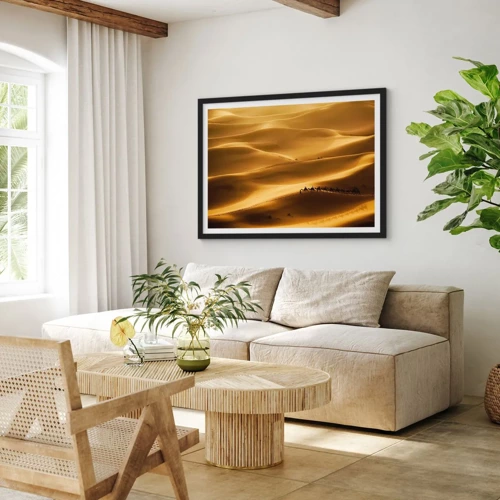 Plakát v černém rámu - Karavana na vlnách pouště - 91x61 cm
