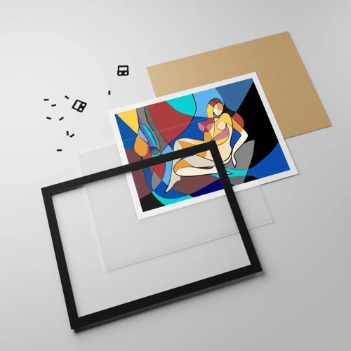 Plakát v černém rámu - Kubistický akt - 50x40 cm