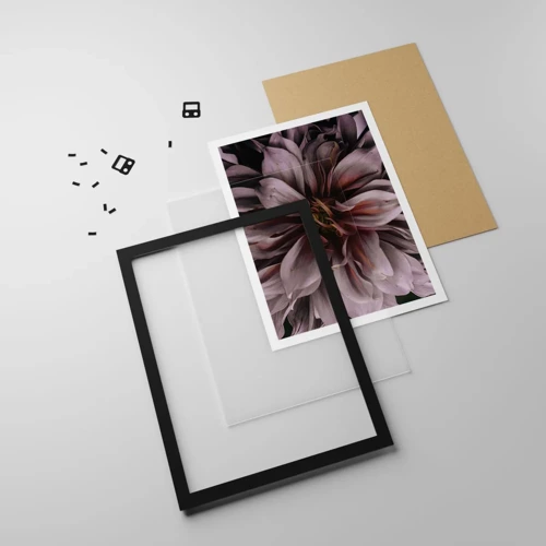 Plakát v černém rámu - Květinové srdce - 50x70 cm