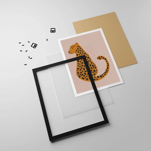 Plakát v černém rámu - Leopardní vzor je v módě - 70x100 cm