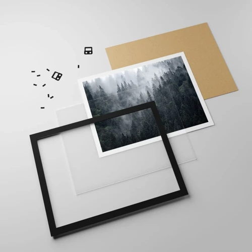 Plakát v černém rámu - Lesní svítání - 91x61 cm